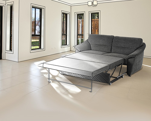 Funktionsbeschläge für Sofabetten und Polstermöbel - Für designorientierte Sofabetten, höchster Sitz-, Schlaf- und Bedienkomfort - LUSCH