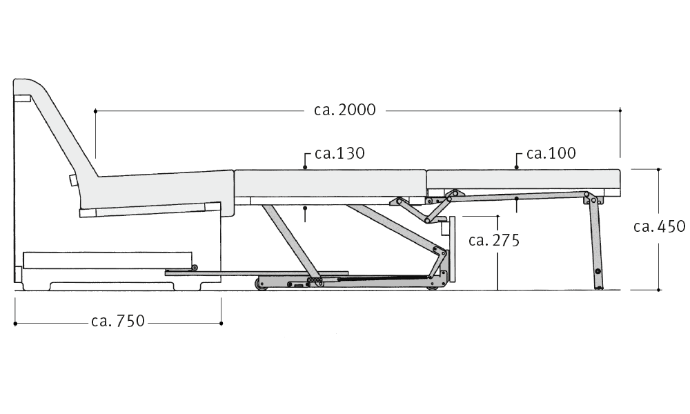 Beschlag BC 14 LUSCH Funktionsbeschläge für Sofabetten und Polstermöbel, bodennah - Beschlag BC 14